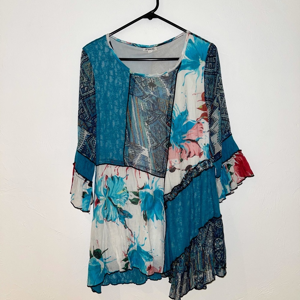 Floral, lace mixed patchwork bohemian dress or top